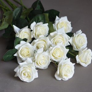 Real Touch Flowers, Real Touch Roses, Cream Roses, Ivory Roses, Silk Roses, Home Decor, Real Looking Roses, Cabbage Rose, Wedding Decor