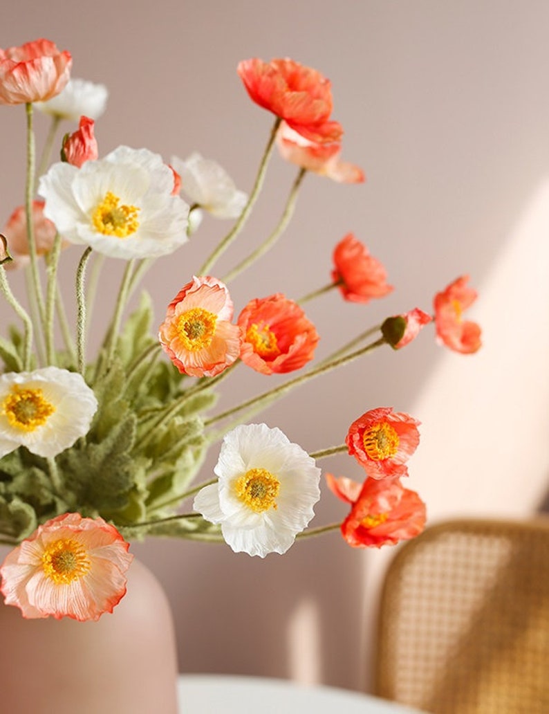 Artificial Poppy Silk Wildflowers Silk Poppy Artificial Etsy