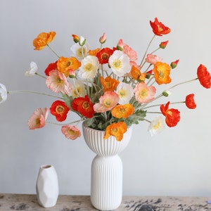 23" Artificial Poppy Flowers, Silk Wildflowers, Red Poppies, Red Flowers/Poppy Decor/Gift/Floral Decor