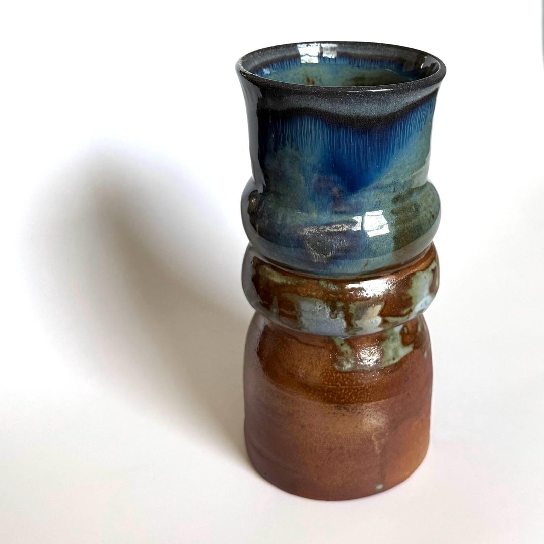 Handmade Ceramic Vase – Blue & Brown Soda-fired Stoneware – Wheel ...