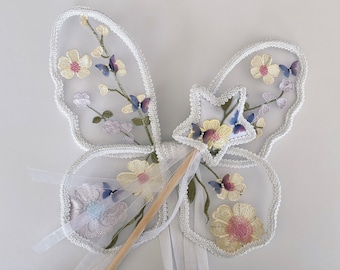 Handmade Flower Lace Fairy Wings | Adjustable Cotton Straps