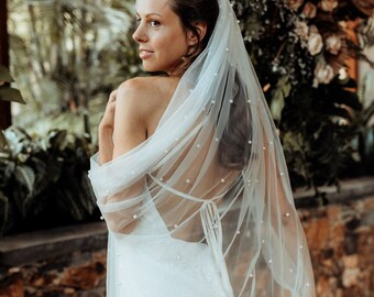 Veil with Pearls, Veil Wedding, Veil wedding Cathedral, Pearl Veil, pearly veil, Pearl Ivory Veil, Ivory Veil, Veil, 3m Veil, Tulle Veil