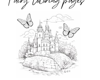 Páginas para colorear de hadas / Casa de hadas Páginas para colorear / Fiesta de hadas Páginas para colorear / Páginas de hadas / Páginas para colorear para niños pequeños / Páginas para colorear