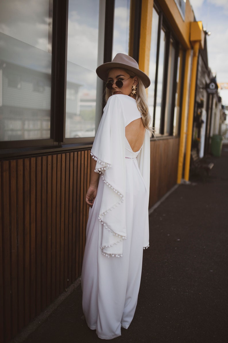 Bridal Jumpsuit, bridal jumpsuit white, bridal jumpsuit 2018, bridal jumpsuit with cape, bridal jumpsuit boho, bridal jumpsuit receptions, image 4