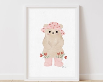 Valentines art, valentines kids art, cute valentines art, valentines bear, printable valentines