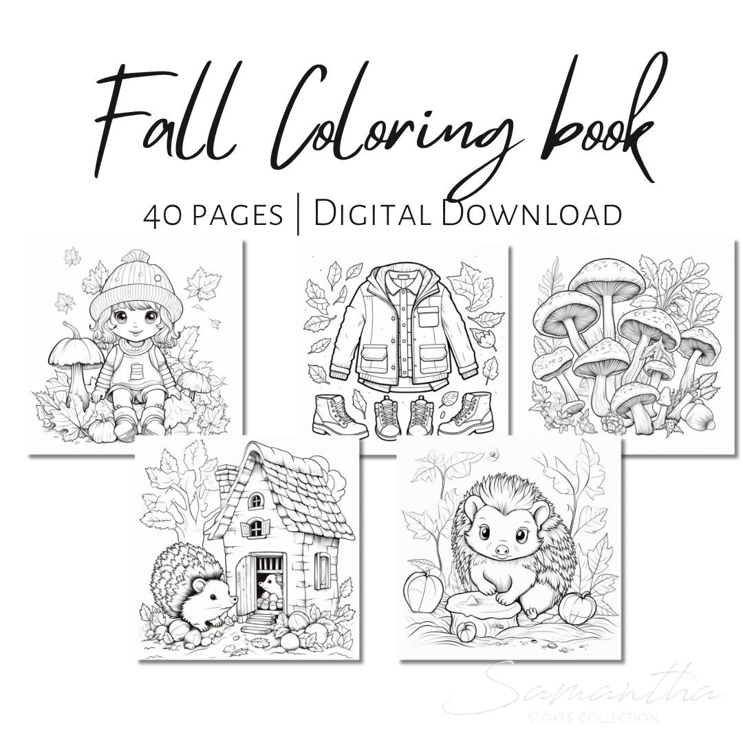 Fall Coloring Pages, Fall Coloring Book, Kids Coloring Book, Autumn