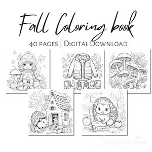Fall Coloring pages, fall Coloring book, kids Coloring book, autumn Coloring pages, fall activity for kids, Coloring in pages for kids