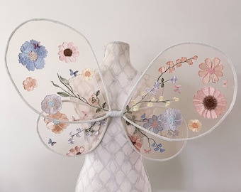 Feeënvleugels voor volwassenen | feeënkostuum voor dames | vlindervleugels | feeënkostuum | bloemen feeënvleugels | festivalvleugels | bloemenvleugels | kanten vleugels
