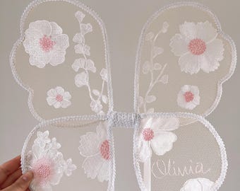 Custom Lace Fairy Wings | Embroidered Flower Girl Wings