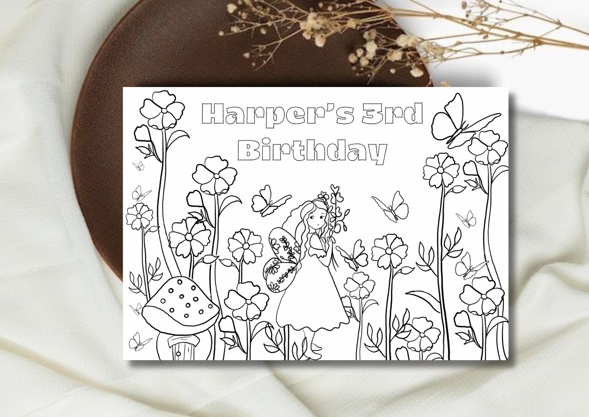 Editable Fairy Placemat for Coloring | Instant Digital Download | Print ...