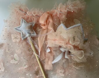 Princess costume, handmade princess cape, pink princess cape, pink princess crown, kids princess costumes, princess wand