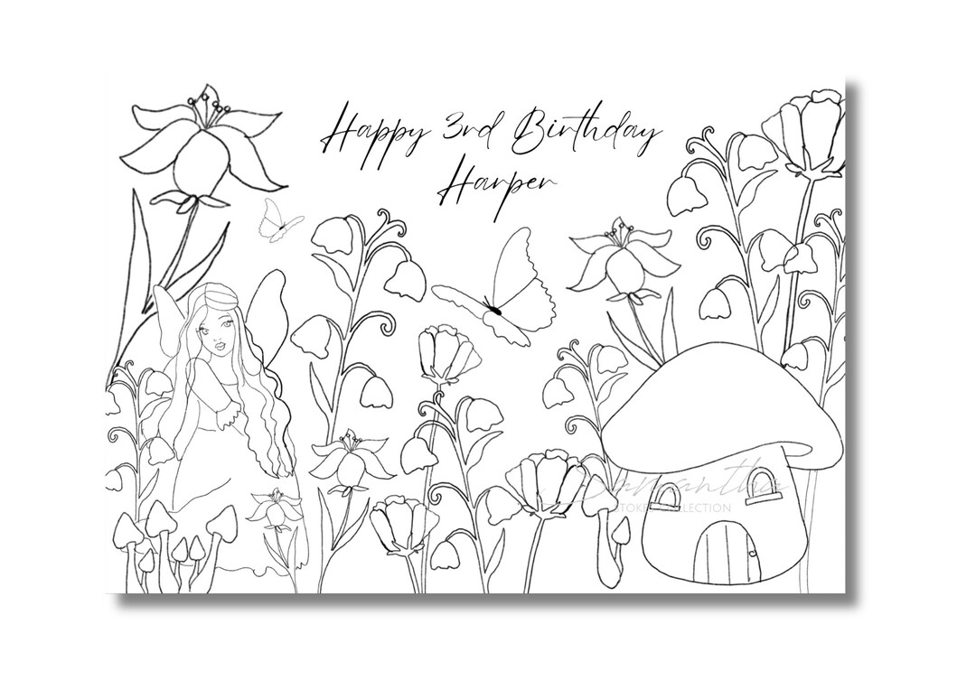 Editable Fairy Placemat for Coloring | Instant Digital Download | Print ...