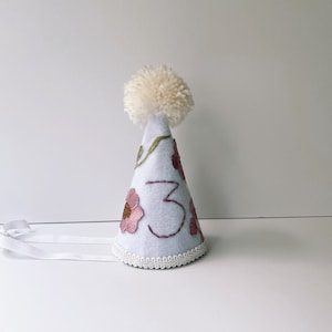 Birthday  party hat  (with embroidery number) custom party hat, first birthday hat