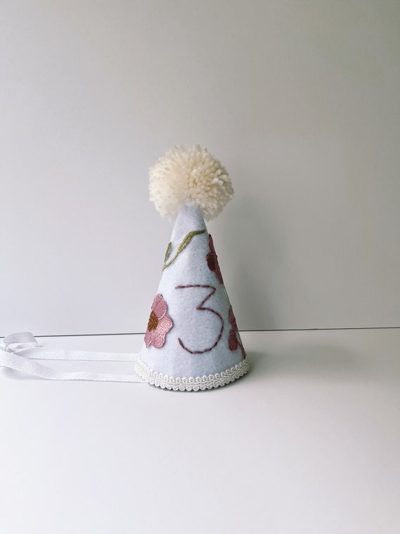 Birthday  party hat  (with embroidery number) custom party hat, first birthday hat