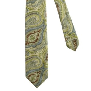 Vintage Liberty of London Yellow, Green, Tan & Aqua Paisley Silk Tie