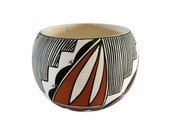 Laguna Pueblo Geometric Design Pottery Bowl by L. Romero