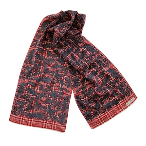 Ginnie Johansen Red, Charcoal Gray & White Silk Wrap Scarf 11&quot; x 56&quot;