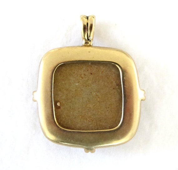 Gold Tone & Ceramic Art Tile Pendant Charm - image 3