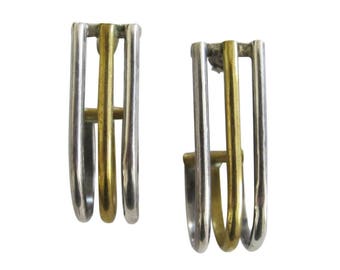 PAR Mexican Sterling Silver & Brass Mixed Metals Earrings