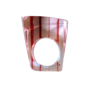 Vintage Clear & Rose Red Stripe Chunky Lucite Ring size 7 1/2
