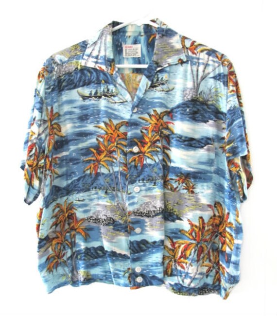 Vintage 50's Sears Rayon Hawaiian Aloha Short Slee
