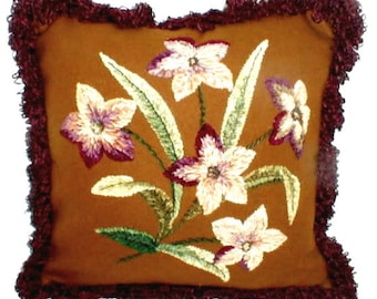 Victorian Floral Chenille Embroidery Decorative Pillow