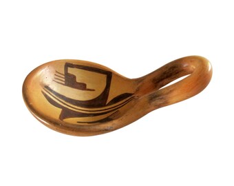 Vintage Laura Tomasie Hopi Tewa Polychrome Pottery Dipper Ladle Spoon