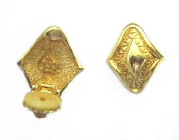 Vintage Courrèges Gold Tone Earring Clips - image 2