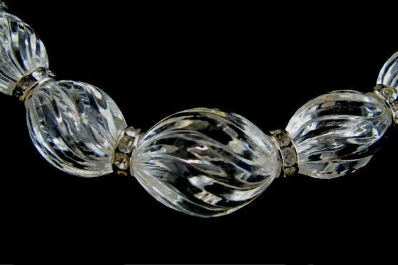 Clear Glass Beads With Rhinestone Rondelles Choker Necklace Etsy
