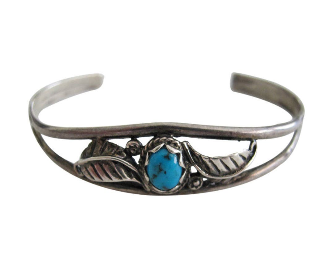 Sterling Silver & Turquoise Harvey Era Navajo Cuff Bracelet