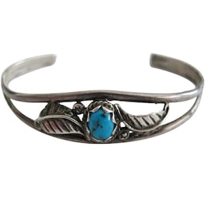 Sterling Silver & Turquoise Harvey Era Navajo Cuff Bracelet