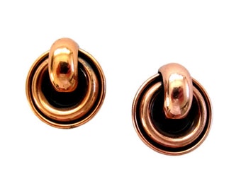 Vintage 50's Matisse Large Round Copper Earring Clips