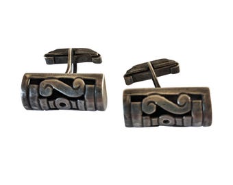 Vintage 1940's Margarita Taxco 980 Silver Cuff Links Signed