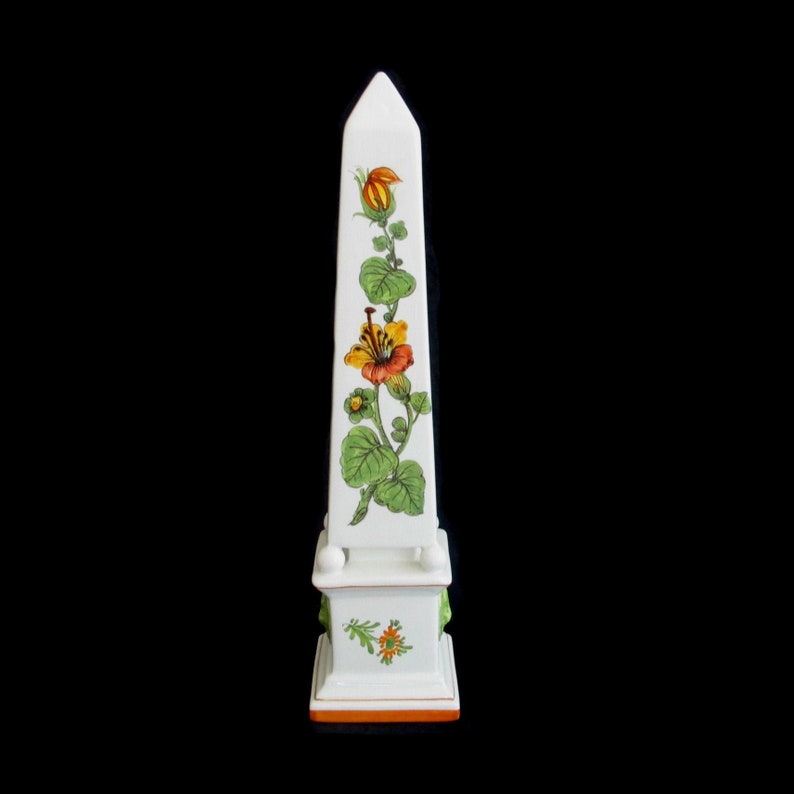 Italian Hand Painted Art Pottery Majolica Obelisk