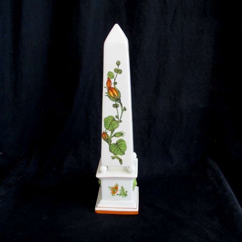 Italian Hand Painted Art Pottery Majolica Obelisk