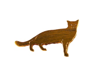 Gold Tone "Balinese" Figural Cat Brooch Pin