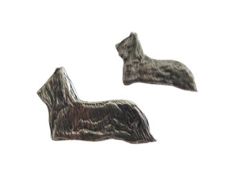 Vintage Pair of Sterling Silver Silky Terrier Dog Scatter Brooch Pins