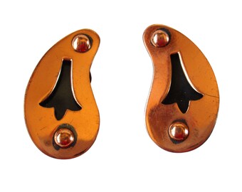 Vintage 50's Whiting & Davis Copper Shadow Box Earring Clips