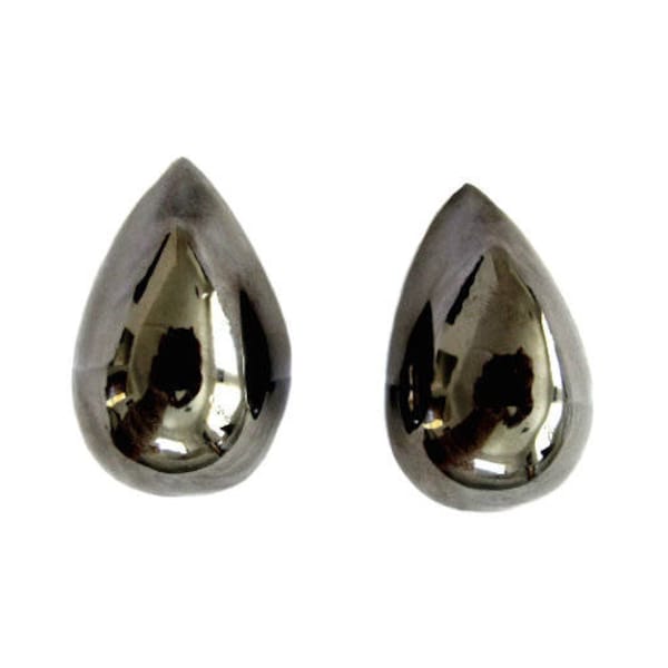 Robin Kahn Modernist Anthracite Domed Teardrop Earring Clips