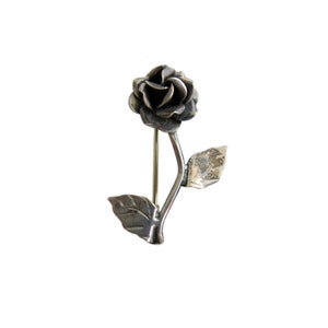 Sterling Silver Figural Rose Flower Brooch Pin
