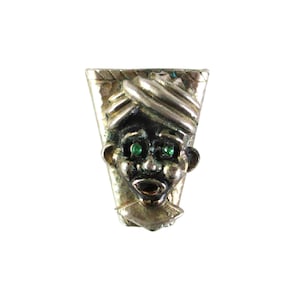 Vintage Silver Tone & Rhinestone Indian Swami Scarf Slide or Bolo Tie Clasp