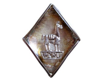 Sterling Silver Peruvian Peru Pendant Brooch with Llama
