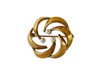 Vintage Binder Brothers 12k G.F.  & Cultured Pearl Brooch Pin