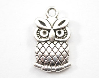 10pcs - Silver Double Sided Owl Charms - 11mm x 20mm - #etsy - Animal Charms - Bird Charms - Bulk - DIY - Jewelry B40