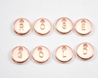 Rose Gold Initial Charms 10mm Rose Gold Plated - Jewelry Supplier - Jewelry Making Supplies - Bracelet Charm - Necklace Charm B12