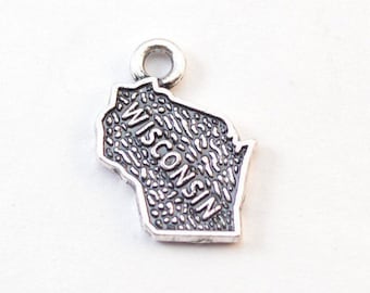 4 Wisconsin charms antique silver tone WT157