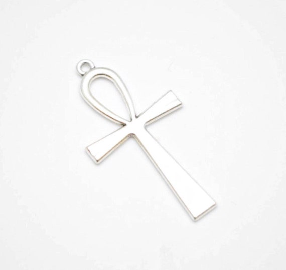 Silver Ankh Cross Pendant 5pcs 52mm 