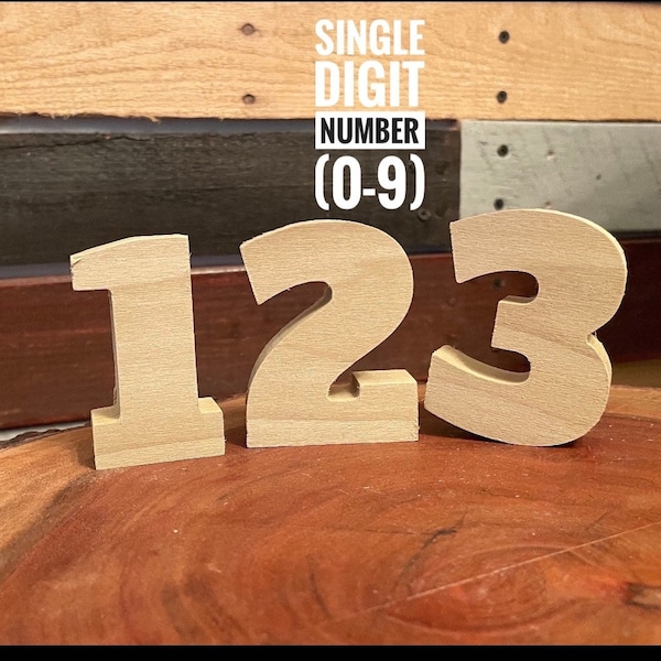 Chunky wood block numbers, unfinished wood numbers, 2 3/4” tall x 2 3/8 wide x 3/4” deep)