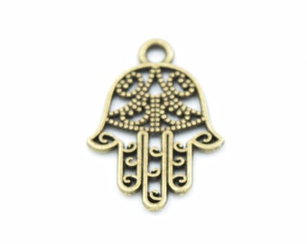 Bronze Hamsa Hand Charms 10pcs - Hand of Fatima - 20mm x 13mm Antique Bronze Bracelet Charms Necklace Charm in bulk charm bulk pendant- Ba8