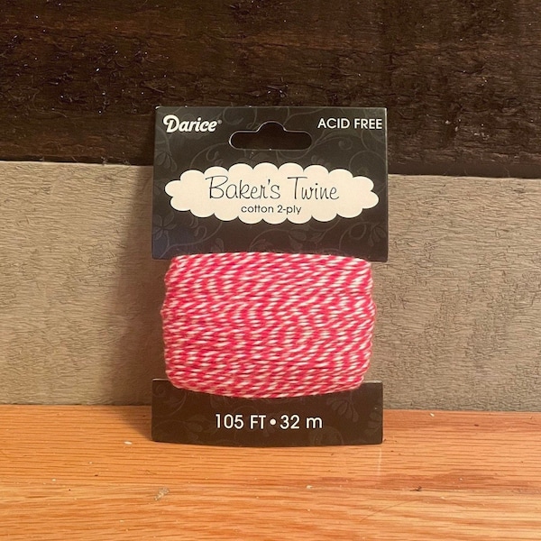 Red White Darice Bakers Twine, 105 feet, cotton bag ply c32